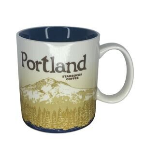 Starbucks 2012 Portland Montana Hood Coffee Cup 16 Onces Blue Inside